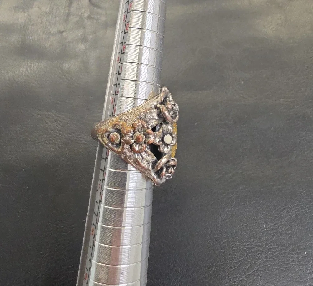 Floral Statement Ring with Gold-Tone Center